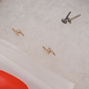Rowan 14k Gold Lightning Bolt CZ Flat Back Studs